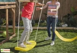 KidKraft Aire De Jeux En Bois Portique Balançoires Et Toboggan – Hideway Haven -Portique Jardin Soldes Magasin balancoire debout aire jeu bois kidkraft hideway haven