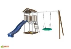 Axi Aire De Jeux En Bois De Hemlock Portique Nid D’Oiseau Beach Tower -Portique Jardin Soldes Magasin beach tower summer marron blanc bleu