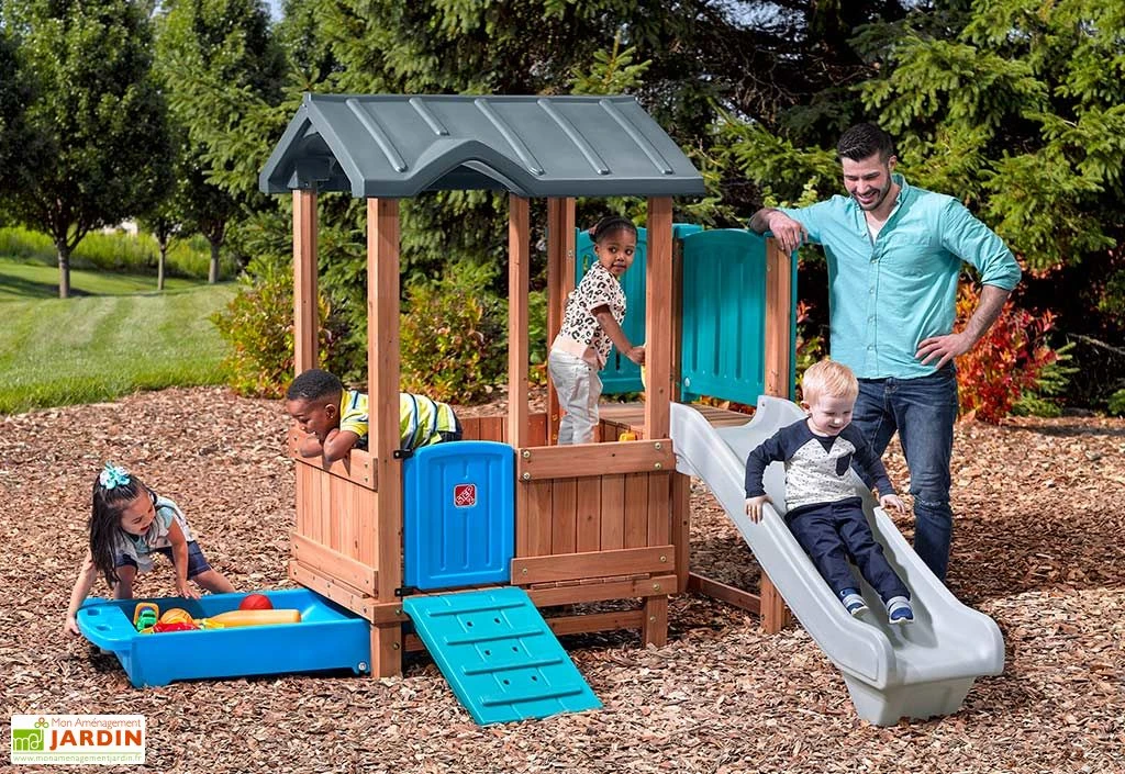 Step2 Aire De Jeux En Bois Et Plastique Avec Cabane Et Toboggan Woodland 2 Step2 Aire De Jeux En Bois Et Plastique Avec Cabane Et Toboggan Woodland – Image 2