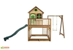 Axi Maisonnette Pour Enfant En Bois De Hemlock Liam 2 + Toboggan + Balançoire -Portique Jardin Soldes Magasin cabane aire de jeux portique toboggan liam2 2