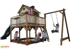 Axi Maisonnette Pour Enfant En Bois De Hemlock Liam 2 + Toboggan + Balançoire