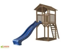 Axi Aire De Jeux En Bois De Hemlock Avec Toboggan Beach Tower -Portique Jardin Soldes Magasin cabane beach tower marron bleu