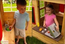 KidKraft Maison Enfant Bois + Table Pique Nique -Portique Jardin Soldes Magasin cabane bois maison enfant exterieur 2