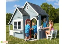 Cabane En Bois Maison D’Enfants De Jardin Equipée Spring Cottage -Portique Jardin Soldes Magasin cabane bois maison enfant jardin cedre tropical spring cottage equipee 1