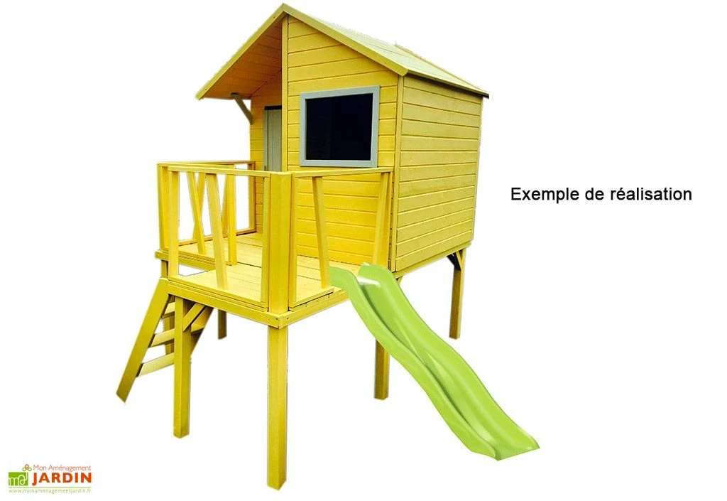 Cabane Enfants En Bois Traité Autoclave Sur Pilotis Victor + Toboggan 2 Cabane Enfants En Bois Traité Autoclave Sur Pilotis Victor + Toboggan – Image 2