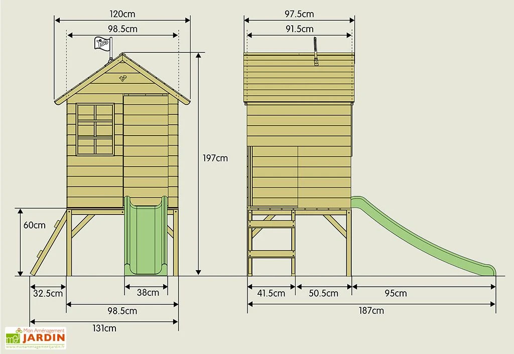 Cabane En Bois Pour Enfant Avec Toboggan – TP Sunnyside 3 Cabane En Bois Pour Enfant Avec Toboggan – TP Sunnyside – Image 3