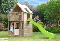 Maisonnette Pour Enfants En Bois Avec Toboggan – TP Loft