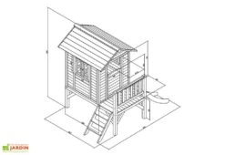 Axi Maisonnette Pour Enfant Bois Lodge XL Rouge + Toboggan -Portique Jardin Soldes Magasin cabane enfant bois lodge xl pilotis