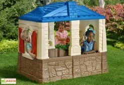 Step2 Cabane De Jardin Enfant En Plastique - Maison Neat & Tidy Bleue -Portique Jardin Soldes Magasin cabane enfants cottage neat tidy bleu plastique rotomoule resistant 109x102x76cm 1 5ans 2