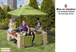 Step2 Cabane Multifonctions : Tonnelle, Cuisine, Eau & Sable Pour Enfant -Portique Jardin Soldes Magasin cabane jeux exterieur canopee grill barbecue table enfant