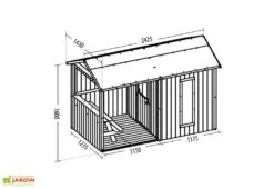 Cabane Maison D’Enfants En Bois Brut Jazz + Abri – 1,5 X 2,5 M -Portique Jardin Soldes Magasin cabane maisonnette enfant bois brut abri jazz soulet 1