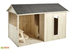 Cabane Maison D’Enfants En Bois Brut Jazz + Abri – 1,5 X 2,5 M