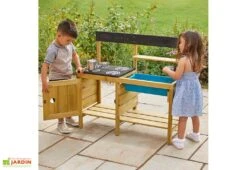 Cuisine En Bois : Four, Plaque De Cuisson, évier Et étagères – TP Junior Chef -Portique Jardin Soldes Magasin cuisine en bois pour enfants jeu exterieur