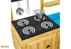 Cuisine En Bois : Four, Plaque De Cuisson, évier Et étagères – TP Junior Chef -Portique Jardin Soldes Magasin cuisine exterieure en bois avec ustensiles casseroles