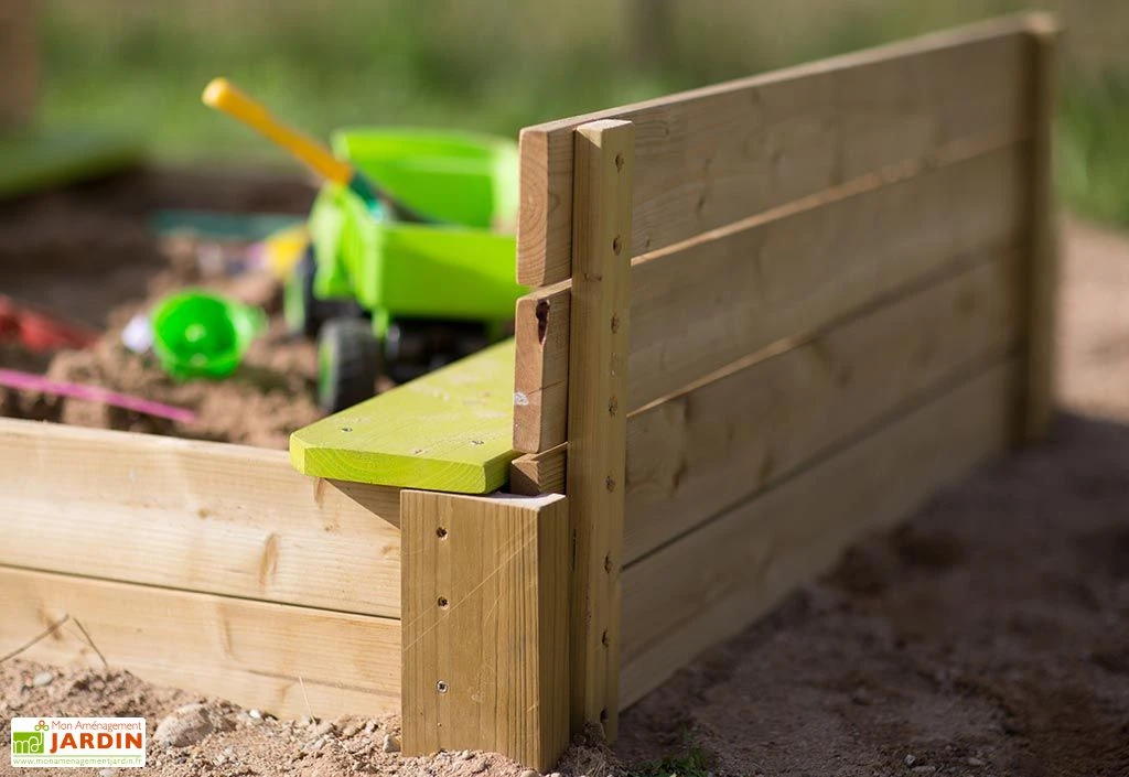 Bac à Sable En Bois Avec Bancs Et Couvercle – 120 X 120 X 25 Cm 3 Bac à Sable En Bois Avec Bancs Et Couvercle – 120 X 120 X 25 Cm – Image 3