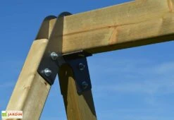 Aire De Jeux En Bois Non Traité Avec Portique Double Et Toboggan - 9,8 M² -Portique Jardin Soldes Magasin detail montant portique balancoire bois