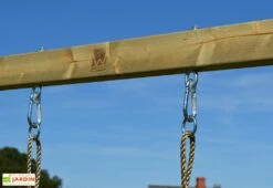 Aire De Jeux En Bois Brut Portique Balançoires Et Toboggan – 9,8 M² -Portique Jardin Soldes Magasin detail structure portique bois wendi toys