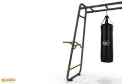 EXIT TOYS Aire De Jeux Et Fitness Avec Sac De Frappe Et Mur D’escalade - GetSet MB220 -Portique Jardin Soldes Magasin details sac frappe barre pushups exit getset
