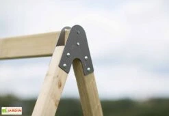 Maisonnette Pour Enfant En Bois Brut Avec Portique Balançoire Zèbre -Portique Jardin Soldes Magasin details portique balancoire zebre