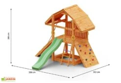 Aire De Jeux En Bois De Pin Traité Toboggan Et Mur D’Escalade Buffalo -Portique Jardin Soldes Magasin dimensions aire jeux bois toboggan mur escalade