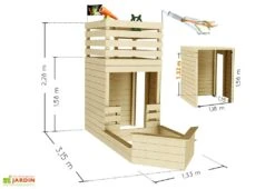 Cabane Enfant En Bois Soulet Bateau De Pirates – Hacker -Portique Jardin Soldes Magasin dimensions cabane bois enfant hacker soulet bateau pirate