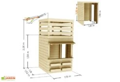 Cabane Enfant En Bois Soulet Façon Boutique – Shopping -Portique Jardin Soldes Magasin dimensions cabane bois enfant shopping soulet