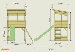 Cabane En Bois Pour Enfant Avec Toboggan – TP Treetops -Portique Jardin Soldes Magasin dimensions cabane bois enfant toboggan treetops tp toys