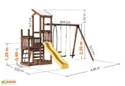Aire De Jeux Pour 8 Enfants Toboggan + 3 Agrès + Accessoires - Moala -Portique Jardin Soldes Magasin dimensions portique moala 1