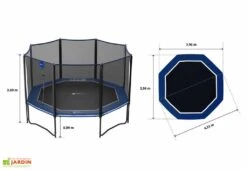 Trampoline Extérieur Avec Filet De Sécurité Octopulse 430 – 3,96 X 4,23 M 11 Trampoline Extérieur Avec Filet De Sécurité Octopulse 430 – 3,96 X 4,23 M -Portique Jardin Soldes Magasin dimensions trampoline octogonal octopulse 430
