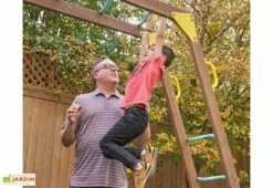 KidKraft Aire De Jeux En Bois Balançoires Et Toboggan – Overlook Challenge -Portique Jardin Soldes Magasin echelle horizontale aire jeux bois