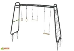 EXIT TOYS Aire De Jeux Multifonctionnelle Avec Balançoires Et Filet D’escalade – GetSet MB310 -Portique Jardin Soldes Magasin ensemble structure ancrage getset mb310