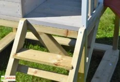 Maisonnette Pour Enfant En Bois Non Traité Avec Toboggan – 5,5 M² -Portique Jardin Soldes Magasin escalier cabane pilotis bois