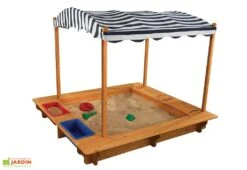 KidKraft Bac à Sable En Bois Avec Auvent Bleu Et Blanc 160 Cm