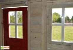 Maisonnette Pour Enfant En Bois Brut Avec Toboggan Tigre -Portique Jardin Soldes Magasin interieur maisonnette enfant bois toboggan tigre