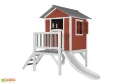 Axi Maisonnette Pour Enfant Bois Lodge XL Rouge + Toboggan -Portique Jardin Soldes Magasin lodge xl playhouse scandinavian red white slide