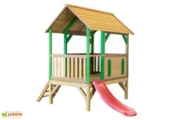 Axi Maison Enfant Bois Cabane + Toboggan Akela