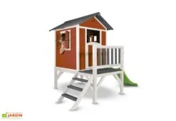 Axi Maisonnette Pour Enfant Bois Lodge XL Rouge + Toboggan