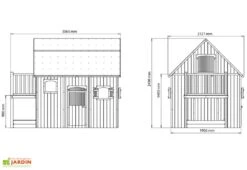 Cabane Maison Enfant En Bois Brut Avec Etage Mezzanine Duplex -Portique Jardin Soldes Magasin maison enfant cabane bois duplex etage mezzanine 300cm