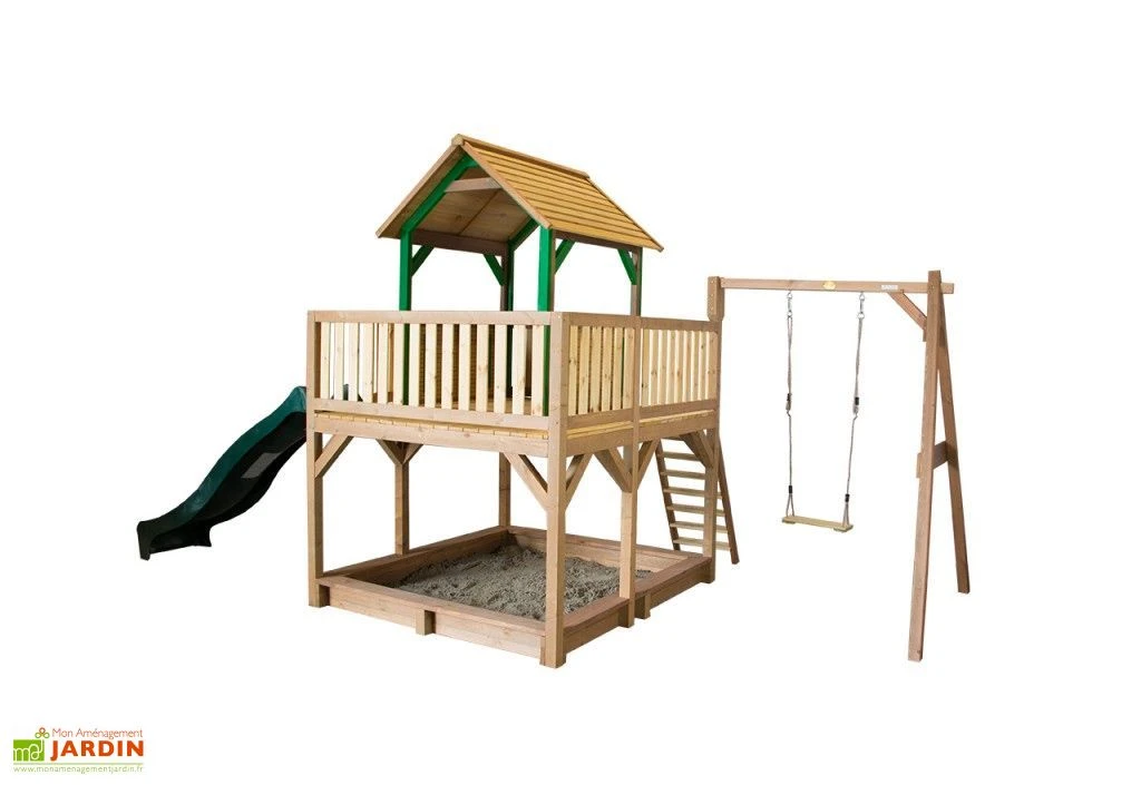 Axi Aire De Jeux En Bois De Hemlock Atka : Toboggan + Balançoire 2 Axi Aire De Jeux En Bois De Hemlock Atka : Toboggan + Balançoire – Image 2