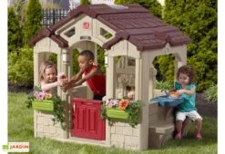 Step2 Cabane De Jardin Enfant En Plastique - Maison De Charme Style Cottage -Portique Jardin Soldes Magasin maison enfants charming cottage cheminee 149 2x127 3x147 3cm plastique rotomoule resistant 2