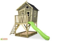 EXIT TOYS Maisonnette Pour Enfant En Bois De Cèdre Avec Toboggan Crooky 500