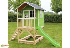 EXIT TOYS Maisonnette Enfant En Bois De Cèdre Avec Toboggan Loft 500 (3 Coloris) -Portique Jardin Soldes Magasin maisonnette enfant bois cedre loft 500 3 coloris 6