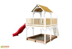 Axi Maisonnette Pour Enfant En Bois De Hemlock + Toboggan Atka -Portique Jardin Soldes Magasin maisonnette enfant bois hemlock toboggan atka 1
