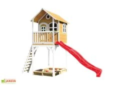 Axi Maisonnette Pour Enfant En Bois De Hemlock Avec Toboggan Romy -Portique Jardin Soldes Magasin maisonnette enfant bois hemlock toboggan romy 3