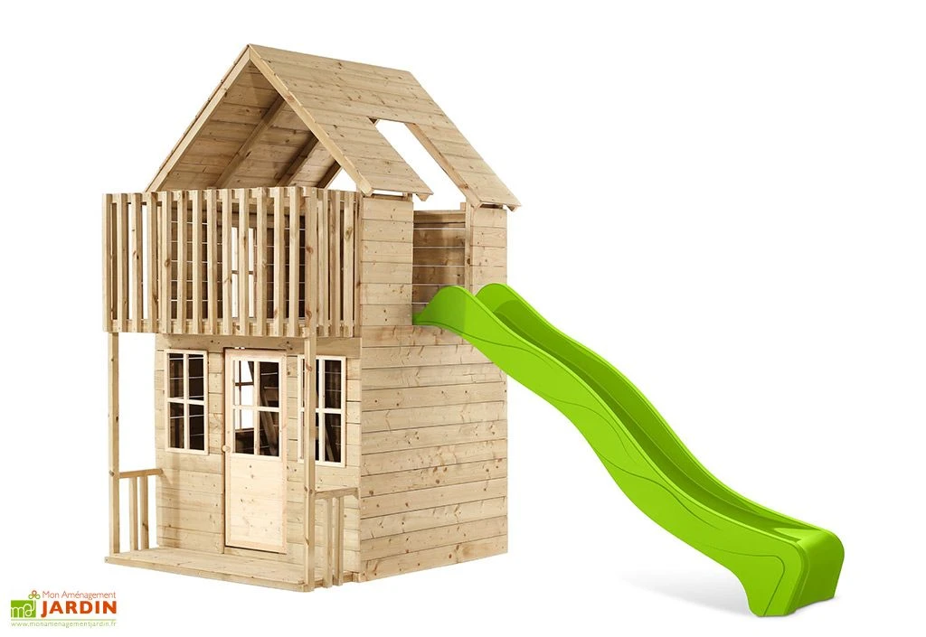 Maisonnette Pour Enfants En Bois Avec Toboggan – TP Loft 2 Maisonnette Pour Enfants En Bois Avec Toboggan – TP Loft – Image 2