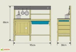 Cuisine En Bois : Four, Plaque De Cuisson, évier Et étagères – TP Junior Chef -Portique Jardin Soldes Magasin plan cuisine exterieure en bois