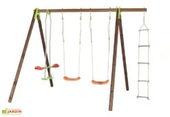 Portique Balançoires Bois Et Métal 2,30 M Deko