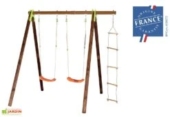 Portique Balançoires Bois Et Métal 2,30 M Xylo -Portique Jardin Soldes Magasin portique aire de jeux bois acier xylo 2