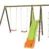 Portique Balançoires + Toboggan Bois Et Métal Xalto