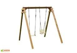 Portique En Bois éco-friendly 1 Balançoire 1 Siège Bébé - Ambre